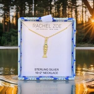 Rachel Zoe Gold over sterling silver fish pendant necklace 925 jewelry NWT
